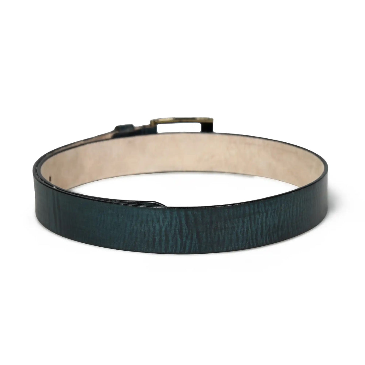 Dark green burnished buffalo leather belt for men with square buckle – photo 3