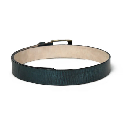 Dark green burnished buffalo leather belt for men with square buckle – photo 3