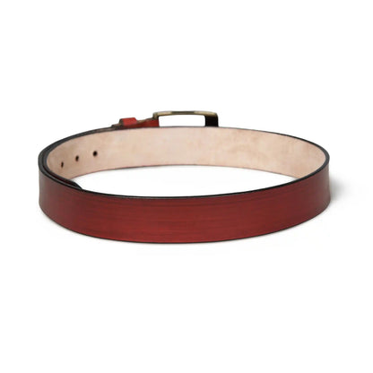 Burnt umber burnished buffalo leather belt for men with square buckle – photo 3