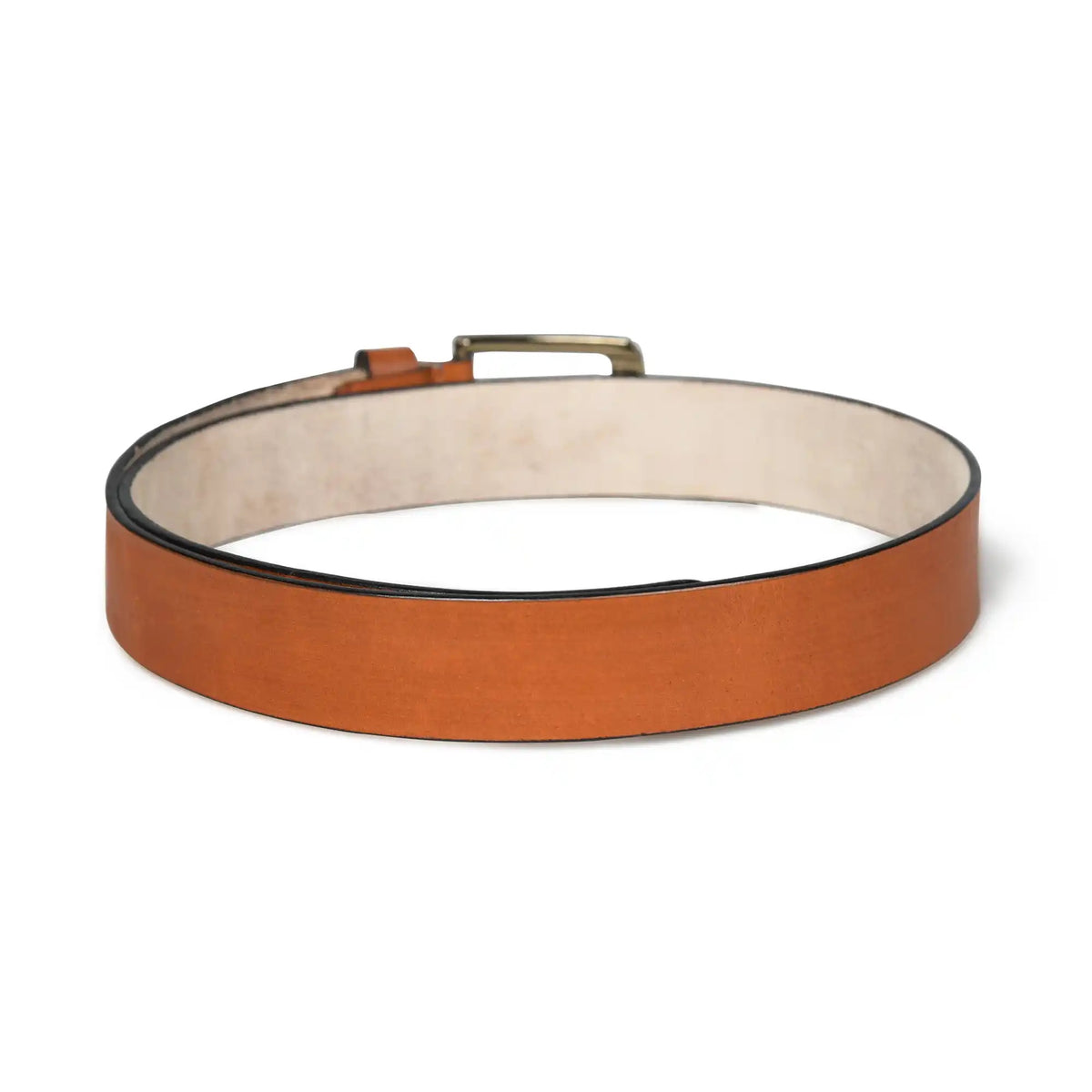 Tan brown burnished buffalo leather belt for men with square buckle – photo 3