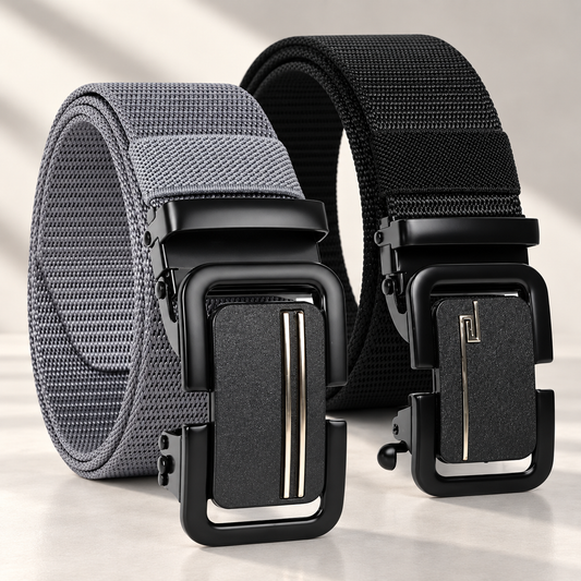 Nylon Ratchet Belt — Black & Grey