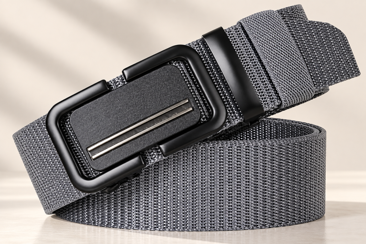 Nylon Ratchet Belt — Black & Grey