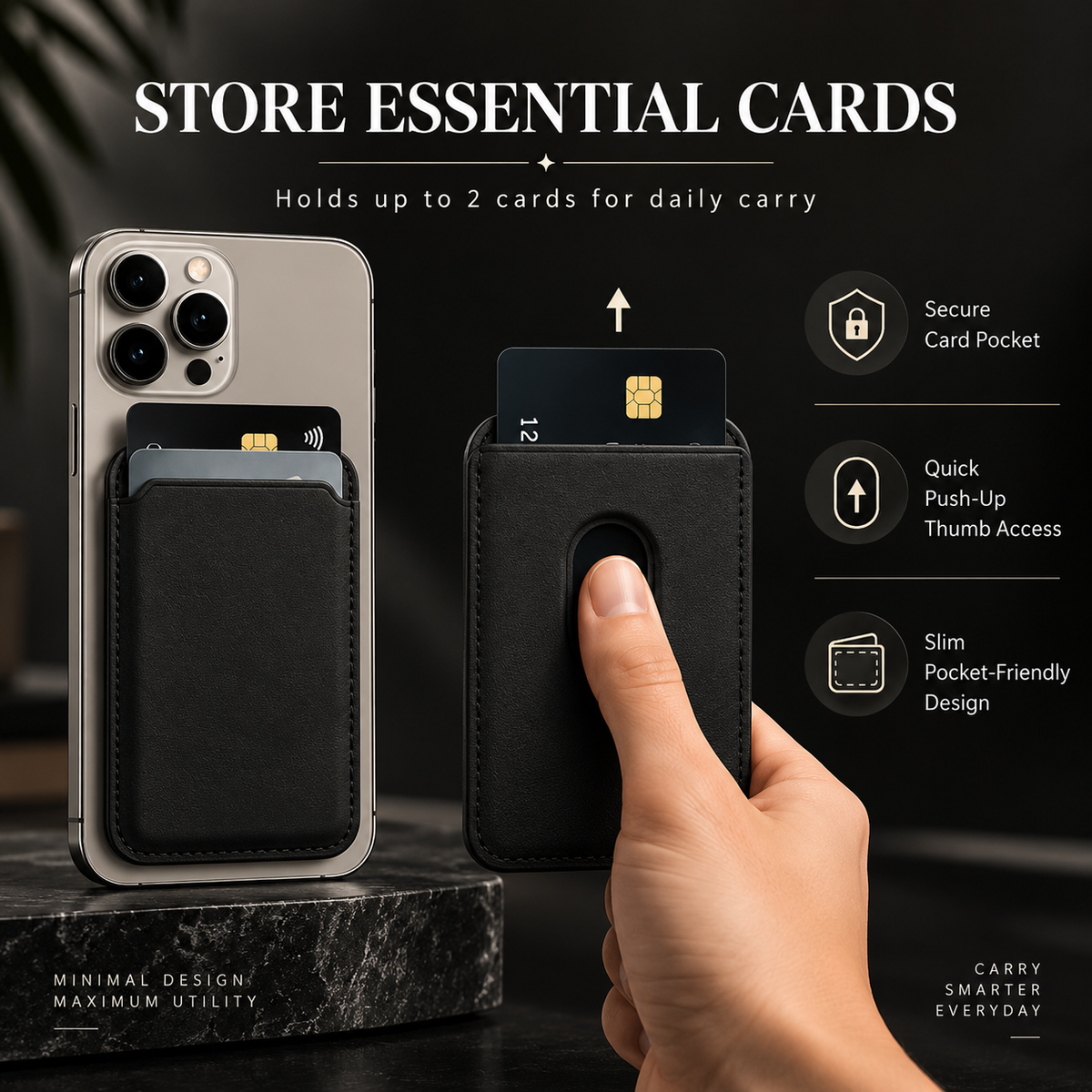 Magnetic Card Wallet for iPhone — Black