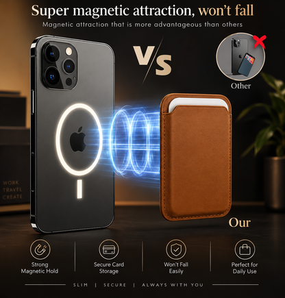 Magnetic Card Wallet for iPhone — Brown