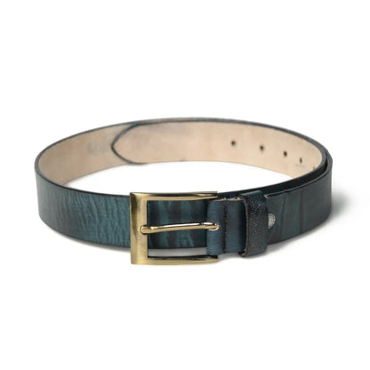 Dark green burnished buffalo leather belt for men with square buckle – photo 5