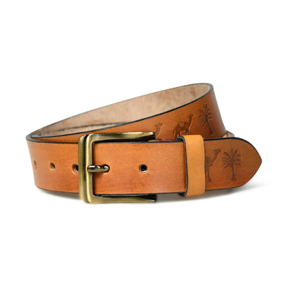 Rusty sand burnished buffalo leather belt for men with square buckle – photo 5