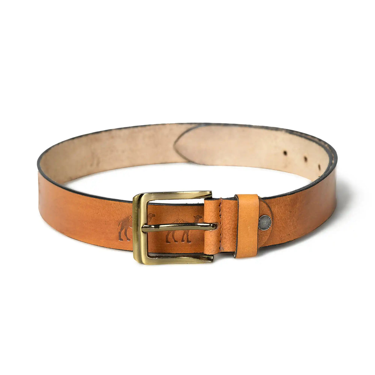 Rusty sand burnished buffalo leather belt for men with square buckle – photo 4