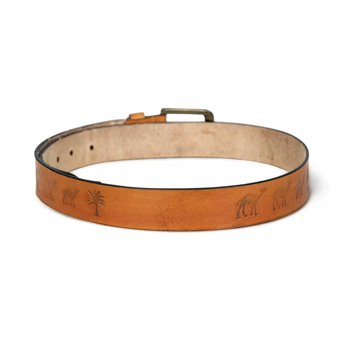 Rusty sand burnished buffalo leather belt for men with square buckle – photo 3