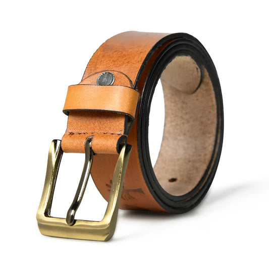 Rusty sand burnished buffalo leather belt for men with square buckle – photo 1
