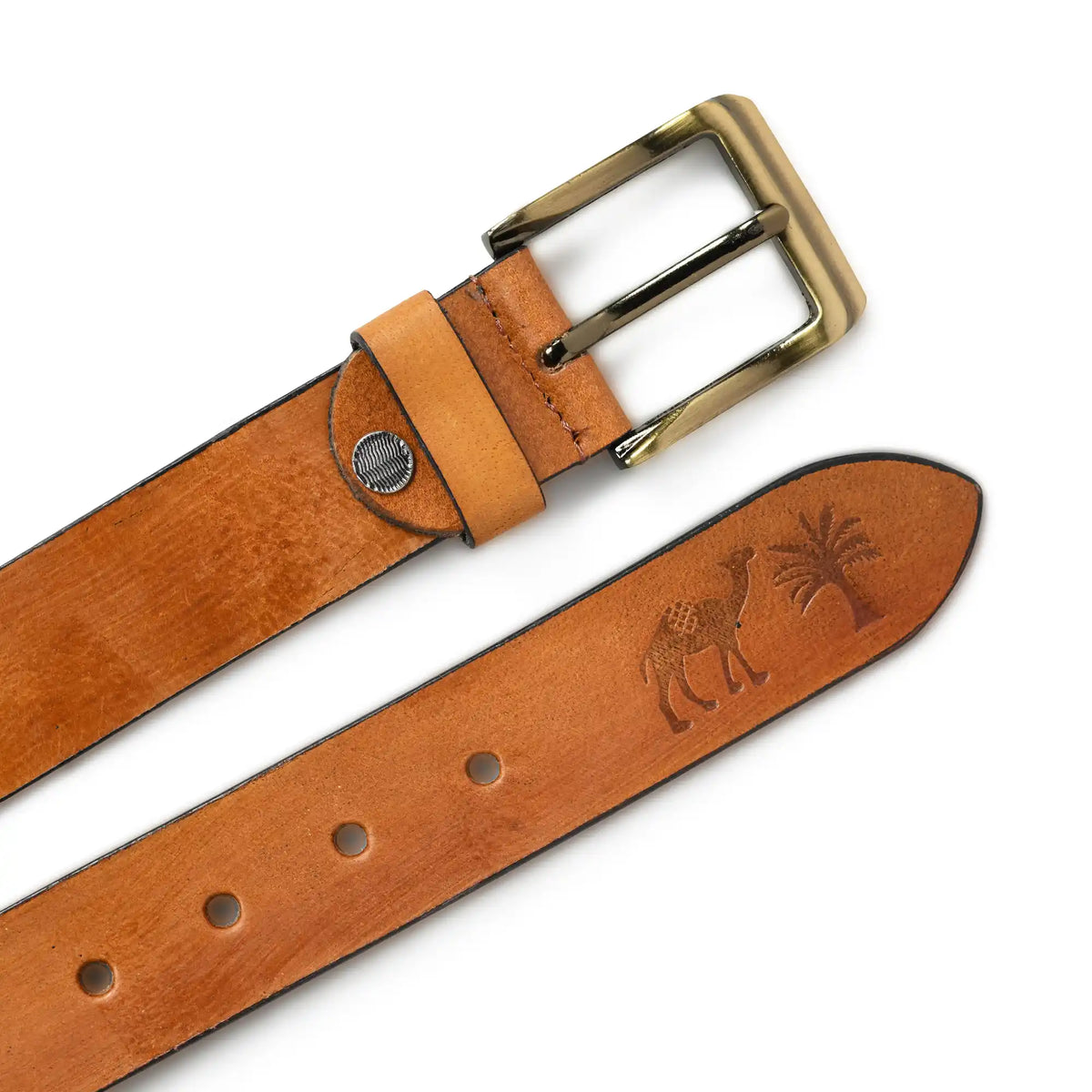 Rusty sand burnished buffalo leather belt for men with square buckle – photo 2