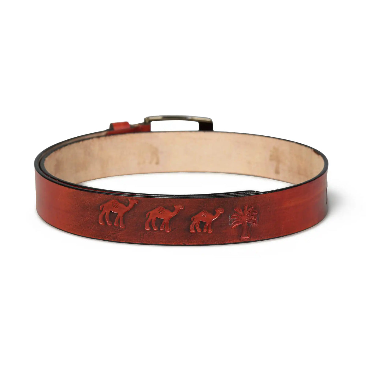 Rusty red burnished buffalo leather belt for men with square buckle – photo 2