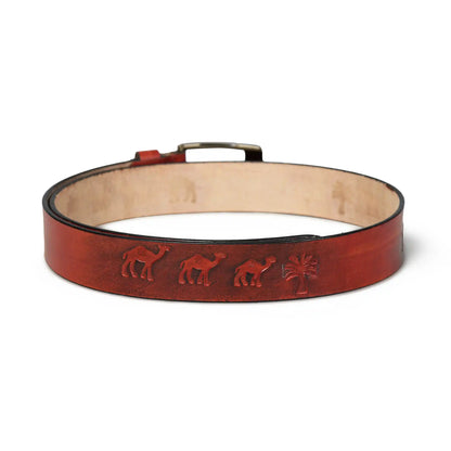 Rusty red burnished buffalo leather belt for men with square buckle – photo 2
