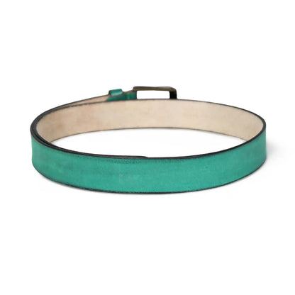 Dusty teal burnished buffalo leather belt for men with square buckle – photo 3