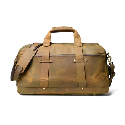 Olive Hunter Leather Duffel Bag