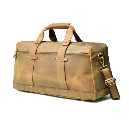 Olive Hunter Leather Duffel Bag