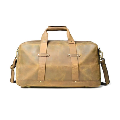 Olive Hunter Leather Duffel Bag