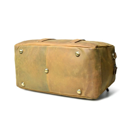 Olive Hunter Leather Duffel Bag