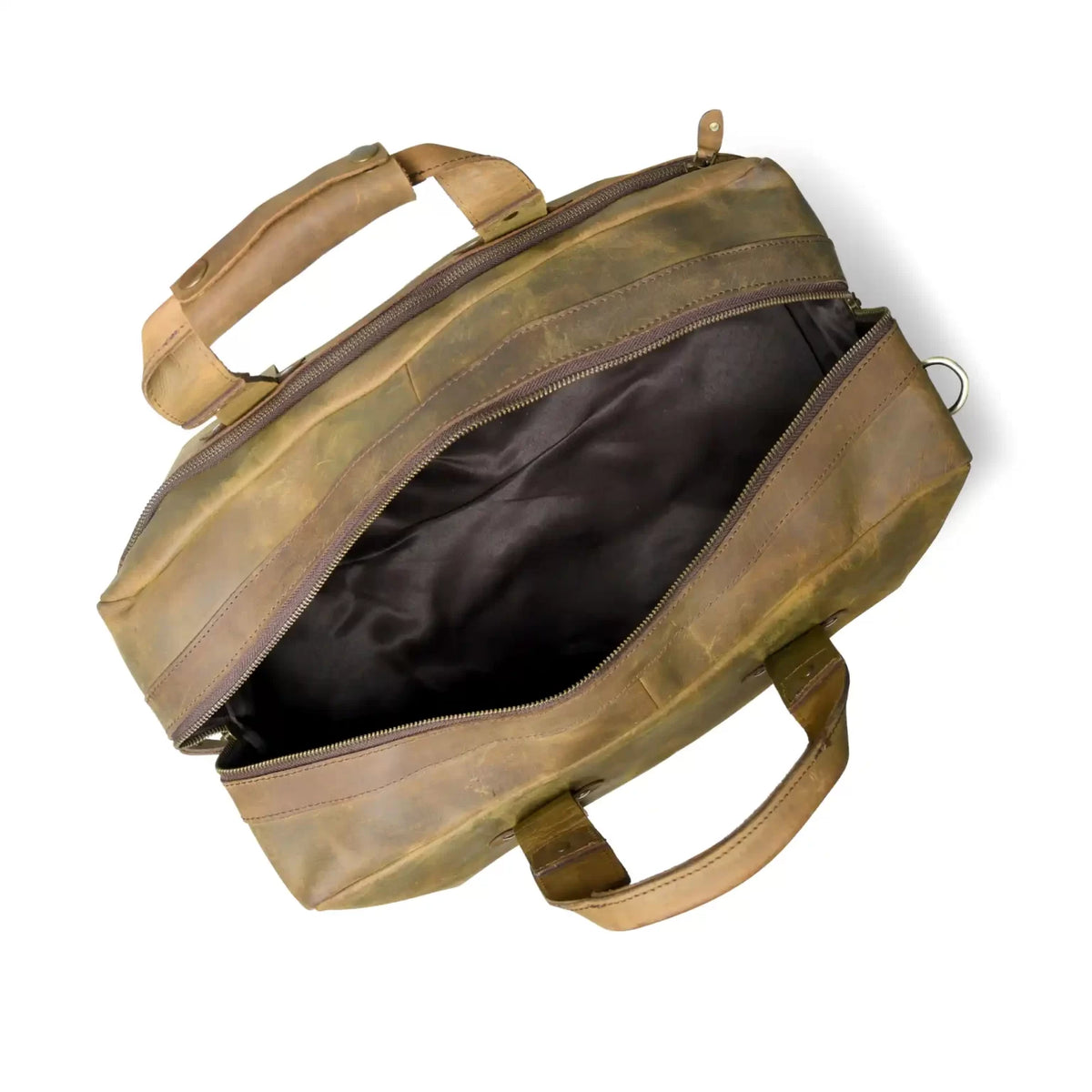 Olive Hunter Leather Duffel Bag