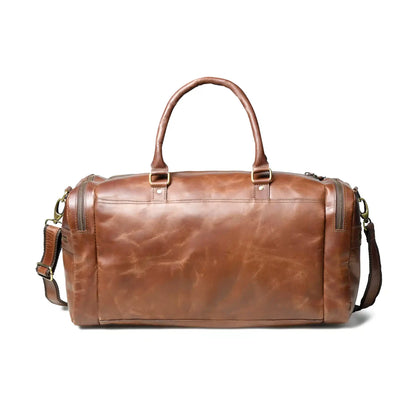 Polished Cognac Leather Duffel Bag