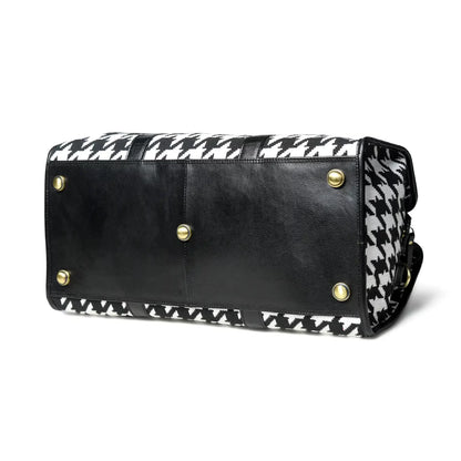 Houndstooth Canvas & Leather Duffel Bag