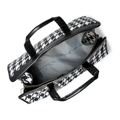 Houndstooth Canvas & Leather Duffel Bag